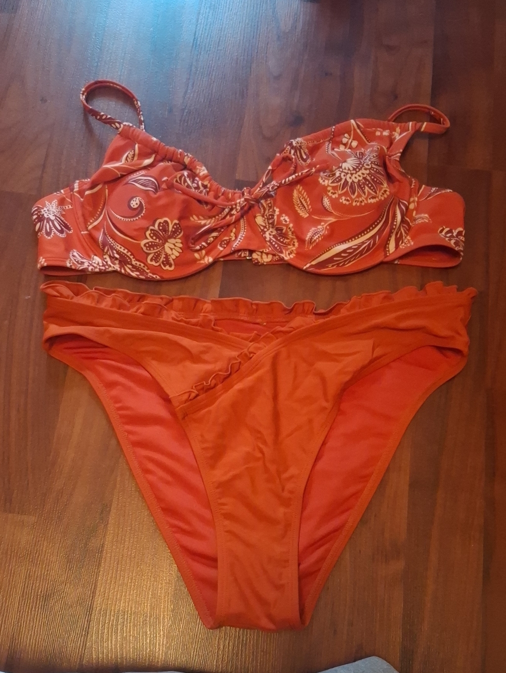 Women's Orange Floral Underwire Bikini Set